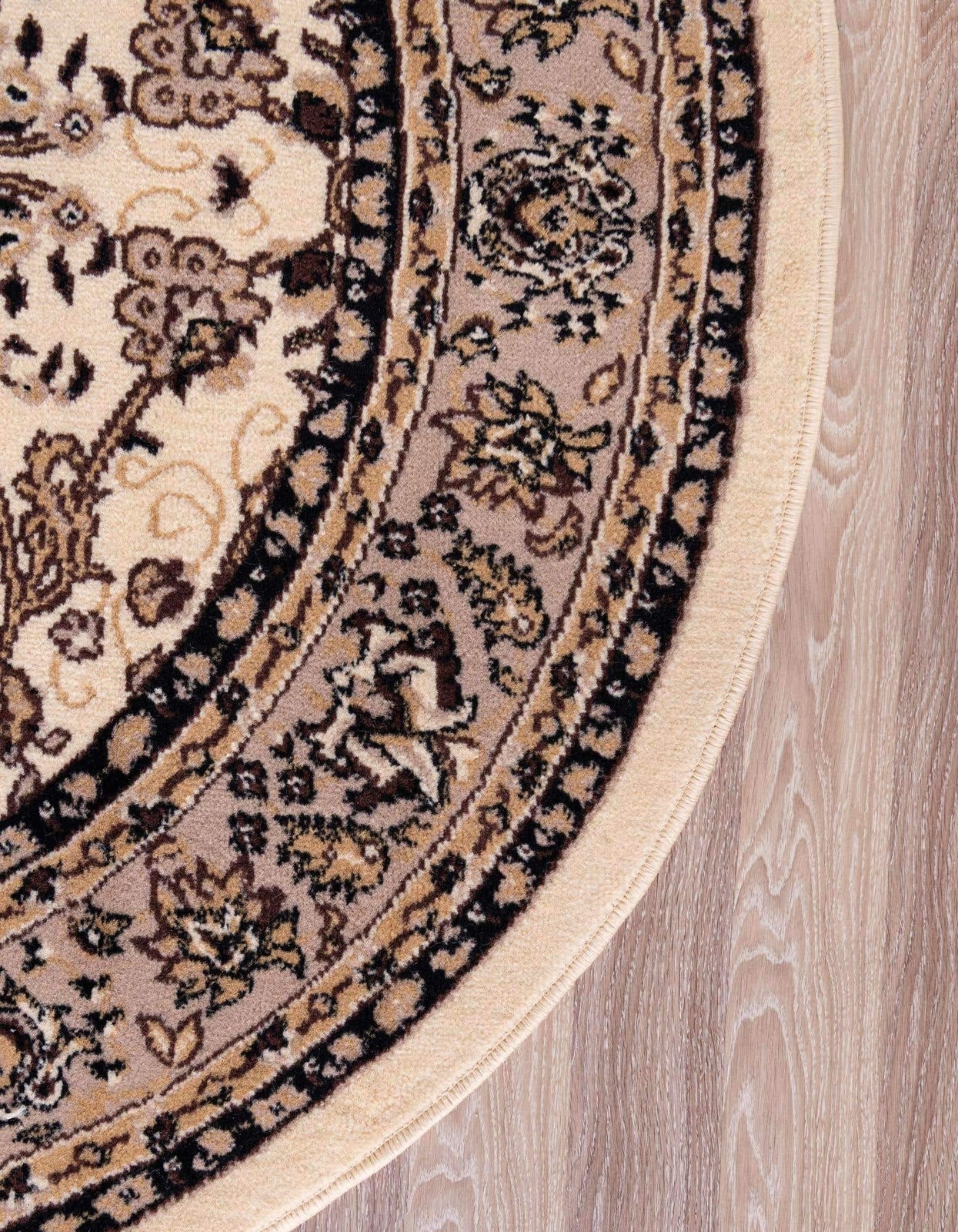 Sialk Hill Collection Area Rug Washington (3 3 Round Ivory/Black)
