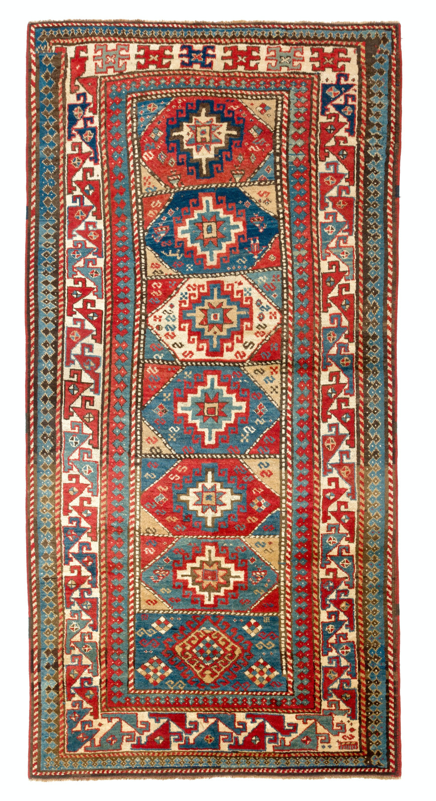4×8 Ft Antique Caucasian Moghan Kazak Rug, 19th Century