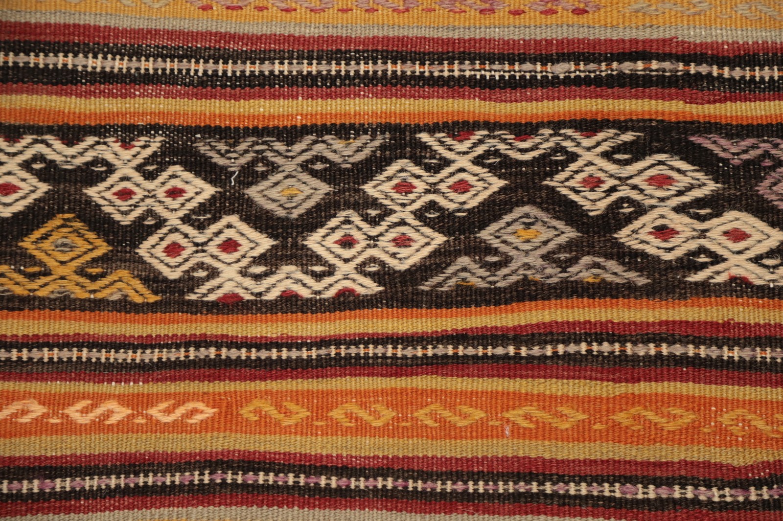 Flat-weave Kilim Area Rug 5×9 with Ethnic Geometric Designs and Textures