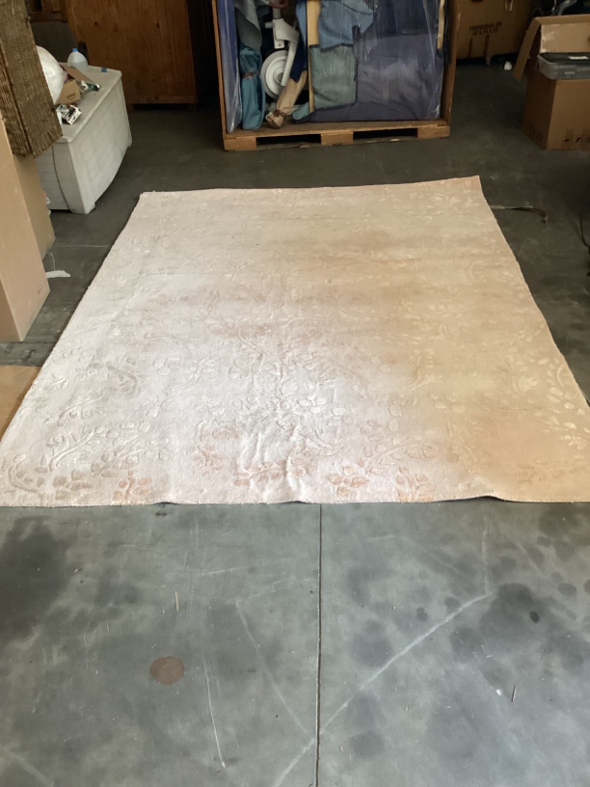 Anthropologie Blush Colored Floral 9ft by 12 ft Rug in Very Good Used Condition