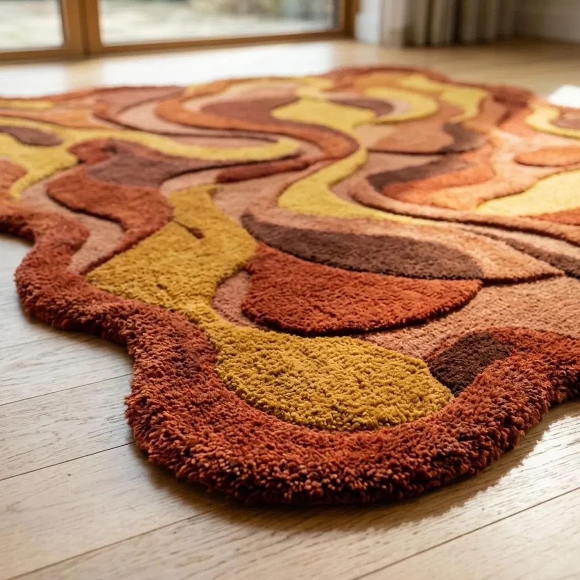 Hand Tufted Wool Modern Abstract Area Rug – Living Room Rug Artistic Statement