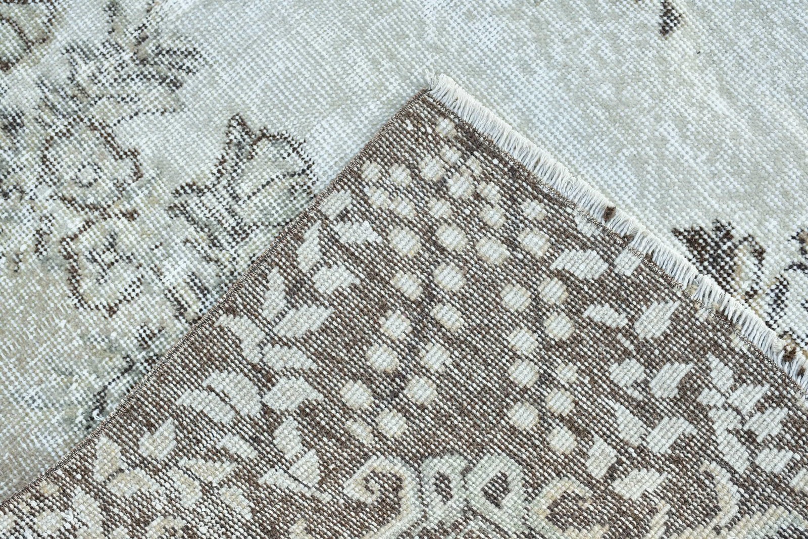 5,6×9,5 ft Vintage Large Rug, Turkish Gray Check Rug