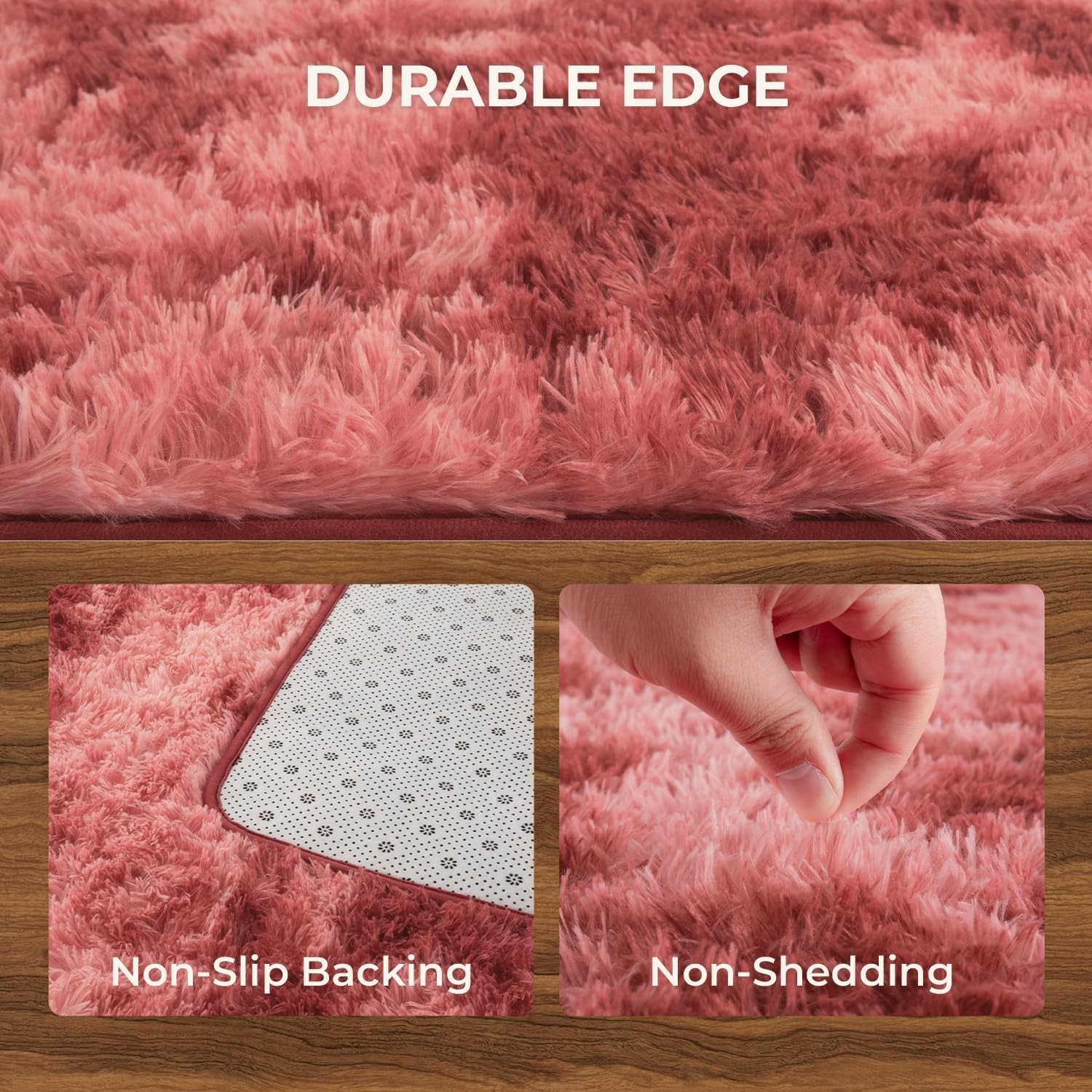 Fluffy Area Rugs Soft Shag Plush Dark Red Carpet for Living Room Bedroom Floor
