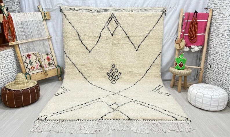 Moroccan Berber rug – Beni ourain rug – all wool berber rug – Custom area rug