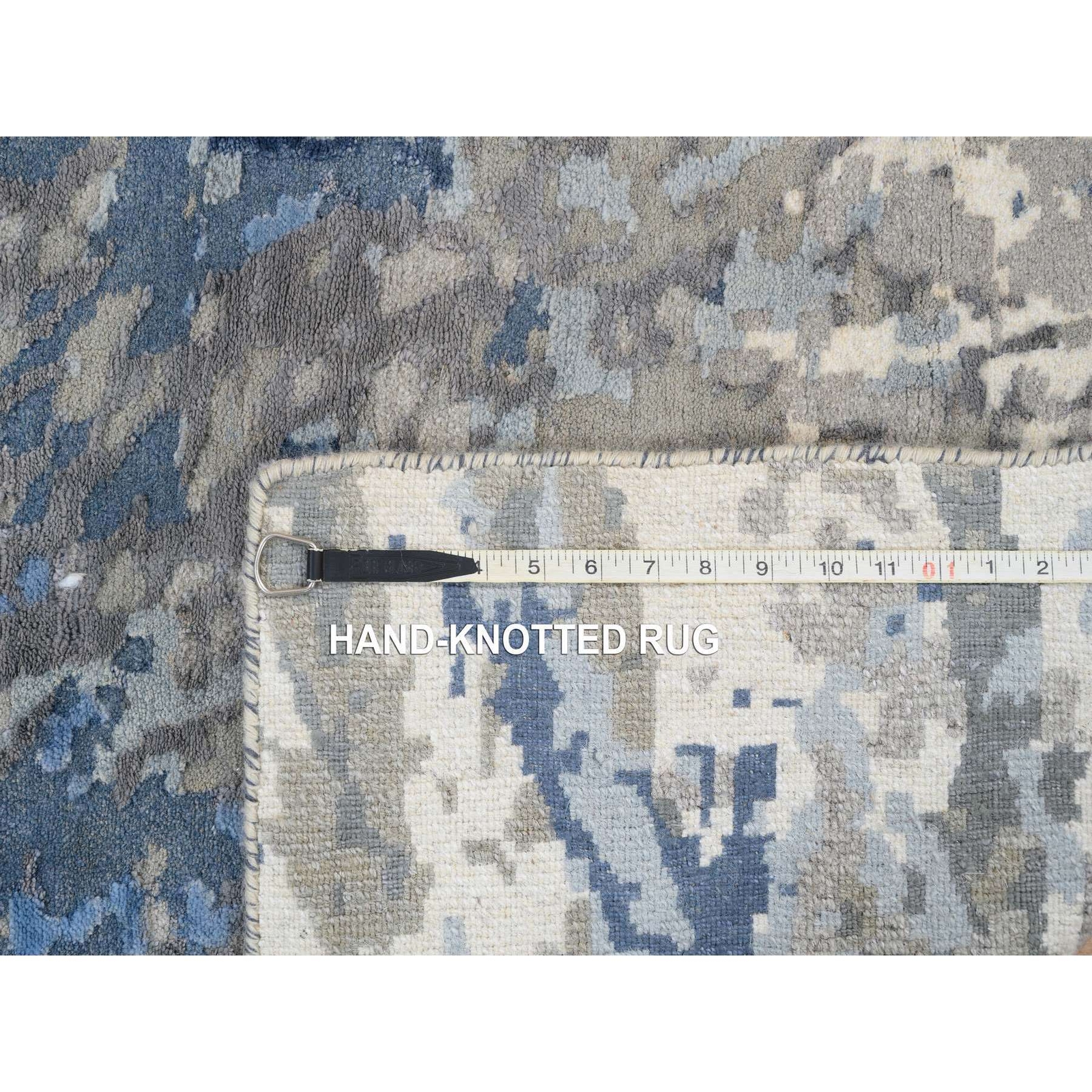 2’6″ x 6’2″ Denim Blue Wool and Art Silk Hand Knotted Runner Oriental Rug R63763