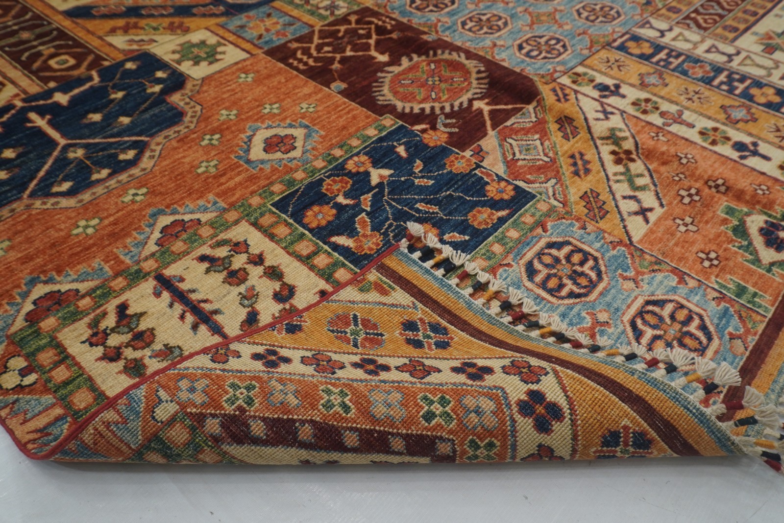 6×8 ft Multicolor Patchwork Style Afghan Hand Knotted Wool Area Rug
