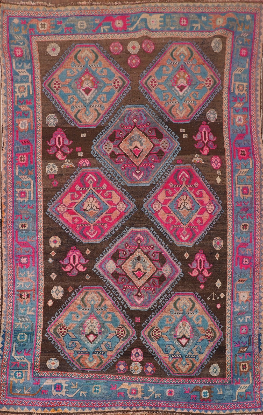 Over-Dyed Traditional Area Rug 5×9 Hand-knotted Wool Geometric Pattern Carpet