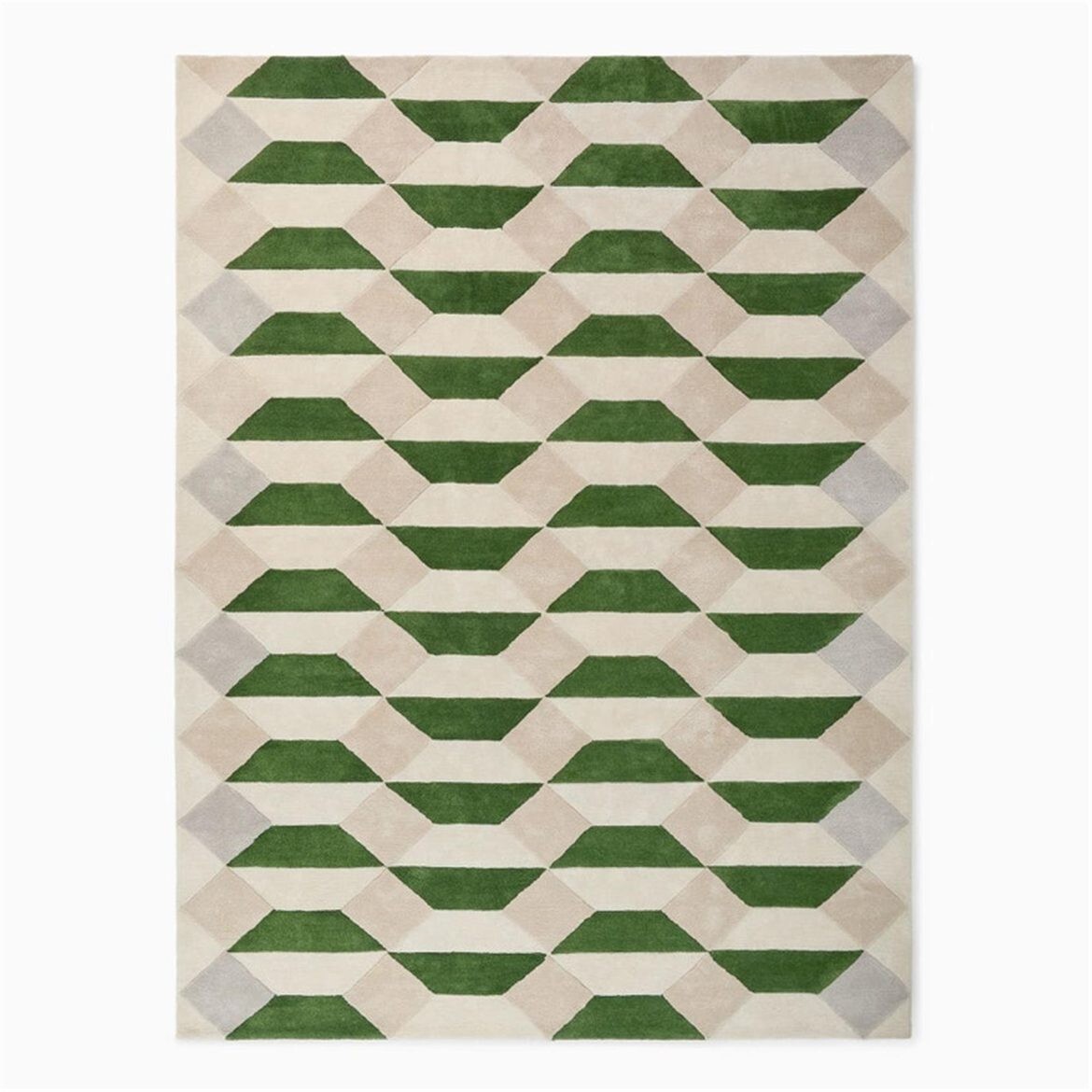 Emerald Green Faceted Tile Hand-tufted Rug PB Rugs ideal