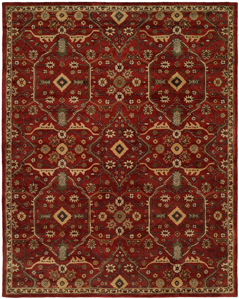 2×10 Kalaty Red Blocks Mirrored Petals Floral Runner EM-296 – Aprx 2′ 6″ x 10′