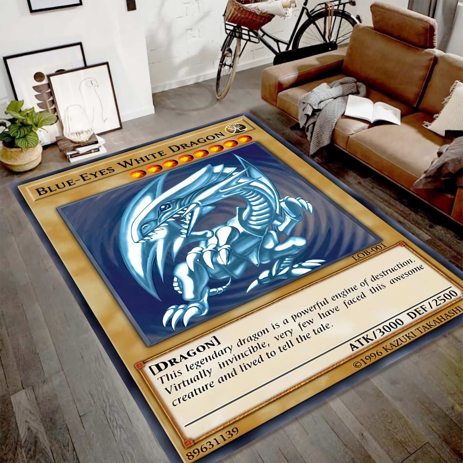 Blue Eyes White Dragon Rug, Kids Room Rug, Non Slip Floor Rug, Area Rug, 3D Rug