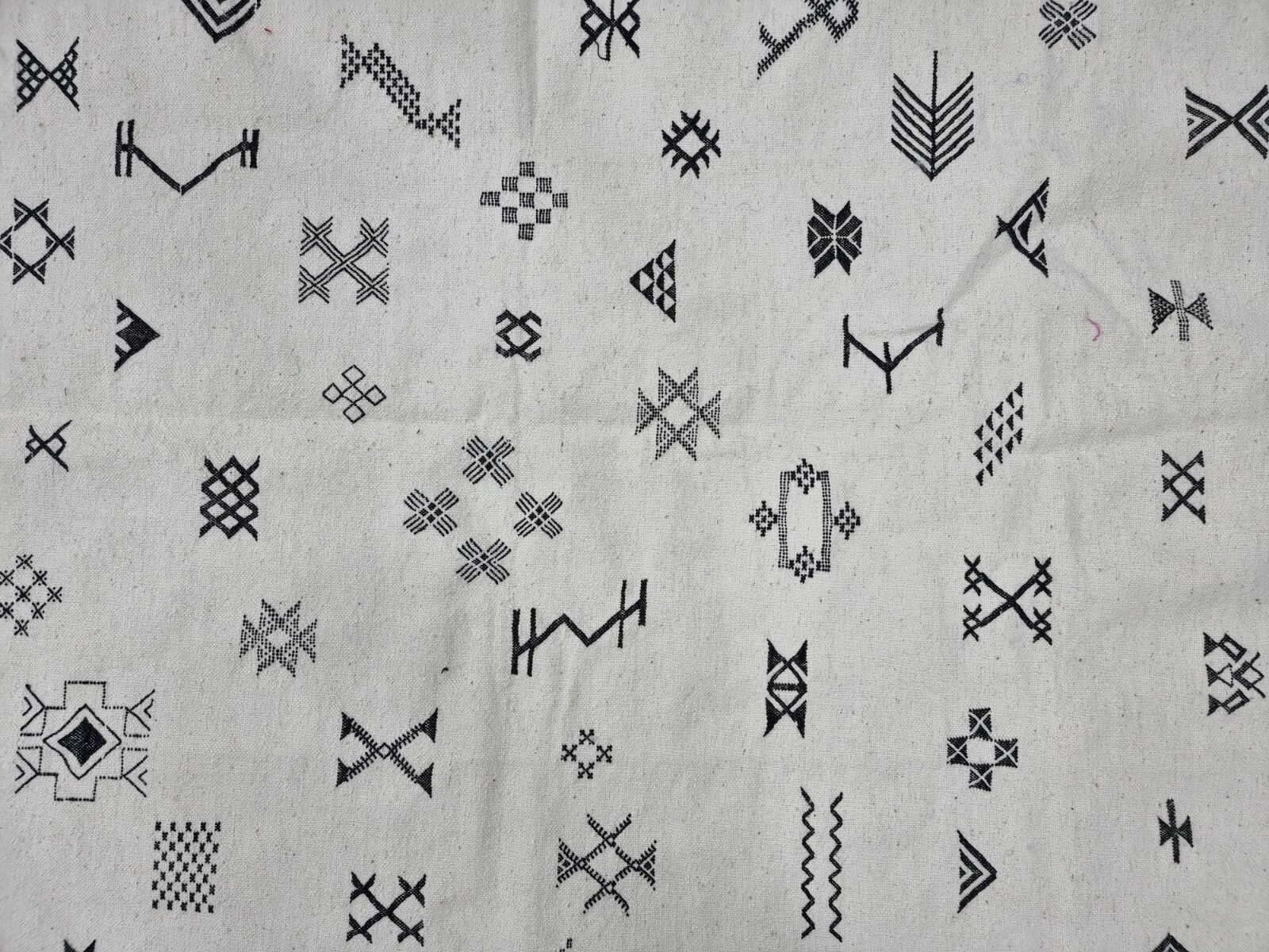 Moroccan Handmade Kilim Zanafi Rug 4’8″x8’3″ Berber Abstract Black White Rug