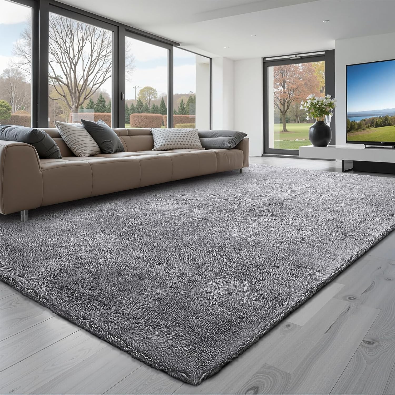 VEVOR Plush Carpet Area Rug 8×10 ft Grey