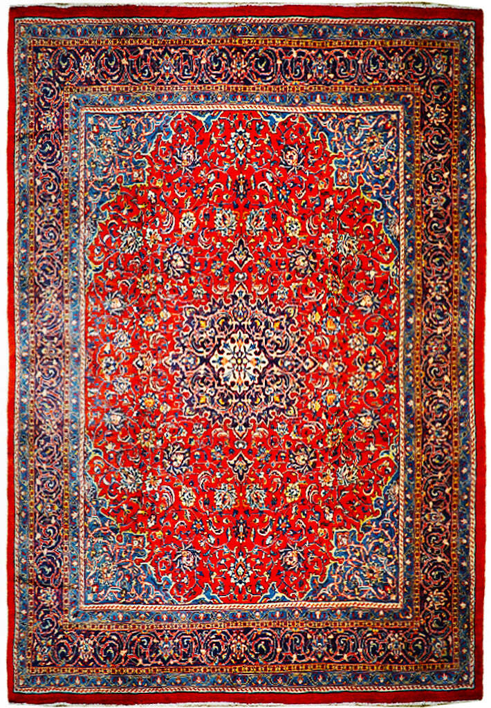 10′ x 13′ Red Orange Traditional Design Semi Antique Saroukk Rug 74628