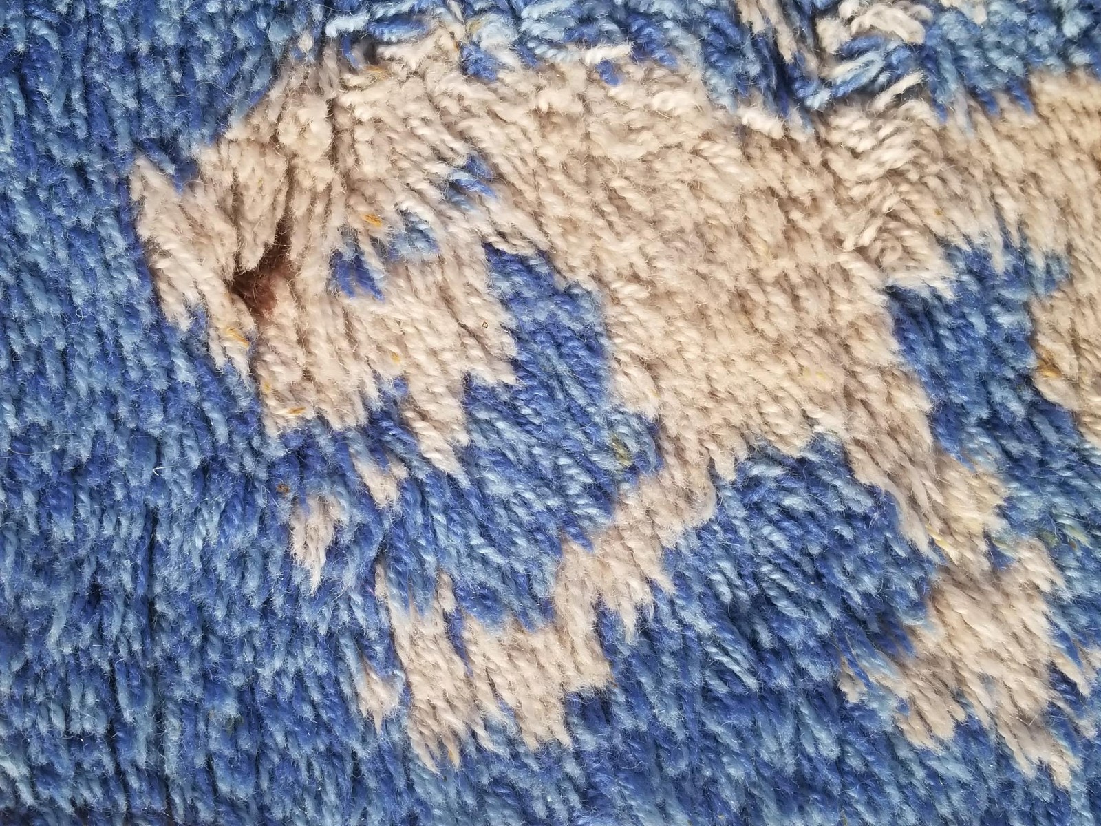 Vintage 1973 Handmade Oriental Wool Multicolor Shag Rug 37x22in