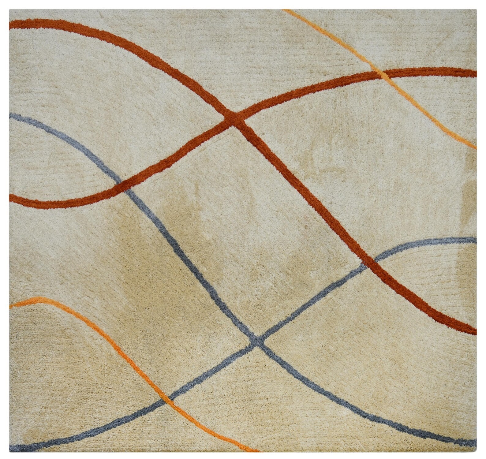 Hand-Tufted Wool Area Rug: Mid-Century Modern Shag Design carpet Living Room
