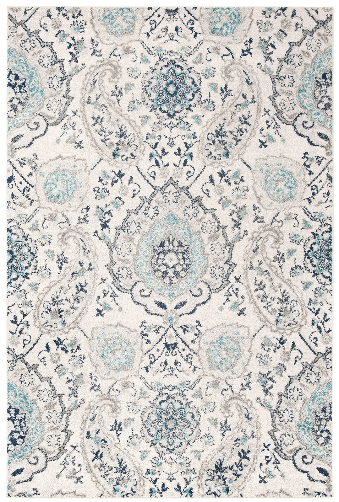 Madison Collection Area Rug – 5’3″ x 7’6″, Cream & Light Grey, Boho Chic Glam…