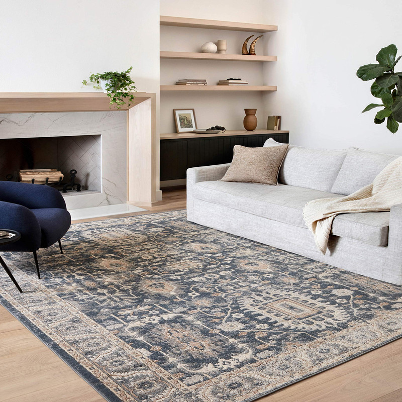 Loloi Ii Teagan Collection Tea-03 Denim/Pebble 5-3 X 7-6 .25 Thick Area Rug