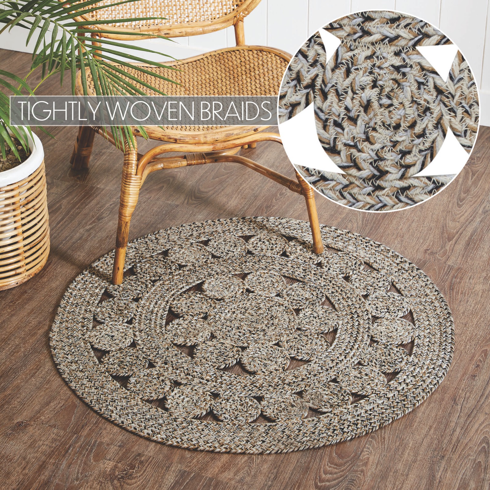 Farmhouse 36 in Accent Rug Grey Celeste Recycled Plastic Floor Decor VHC Brands