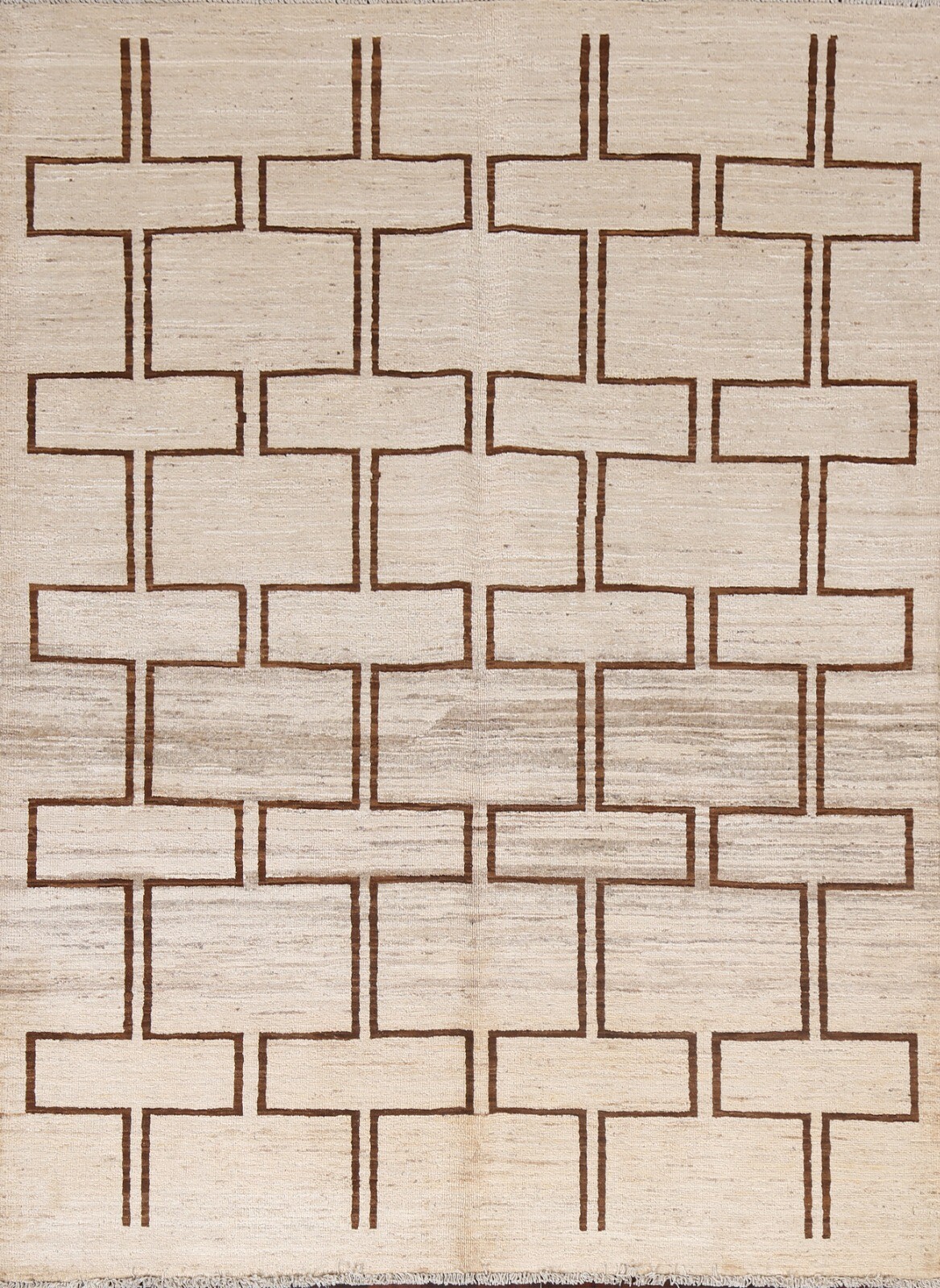 IVORY Modern Geometric Gabbeh Kashkoli Area Rug Hand-knotted Foyer Carpet 5’x6′