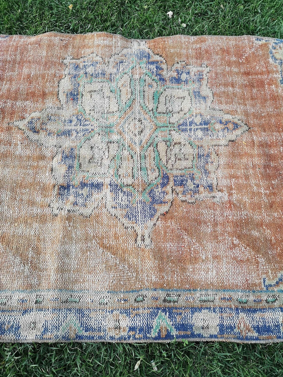 Small Orange Oushak Rug, 3.7 x 6.9 ft, Handmade Floral Wool