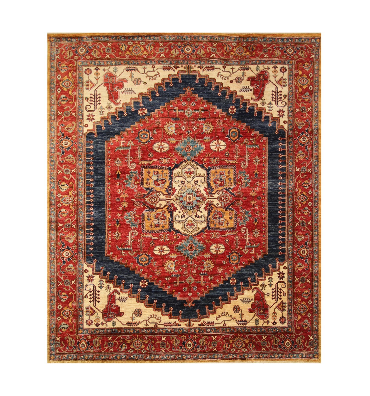 8×10 ft Red Serapi Afghan Hand Knotted Wool Oriental Rug