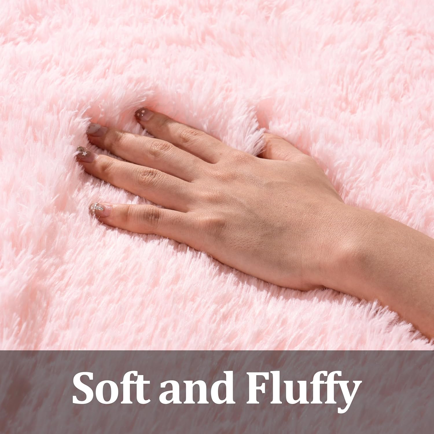 Large Pink Shag Area Rug 10×14 for Living Room, Soft Non-Slip Carpet
