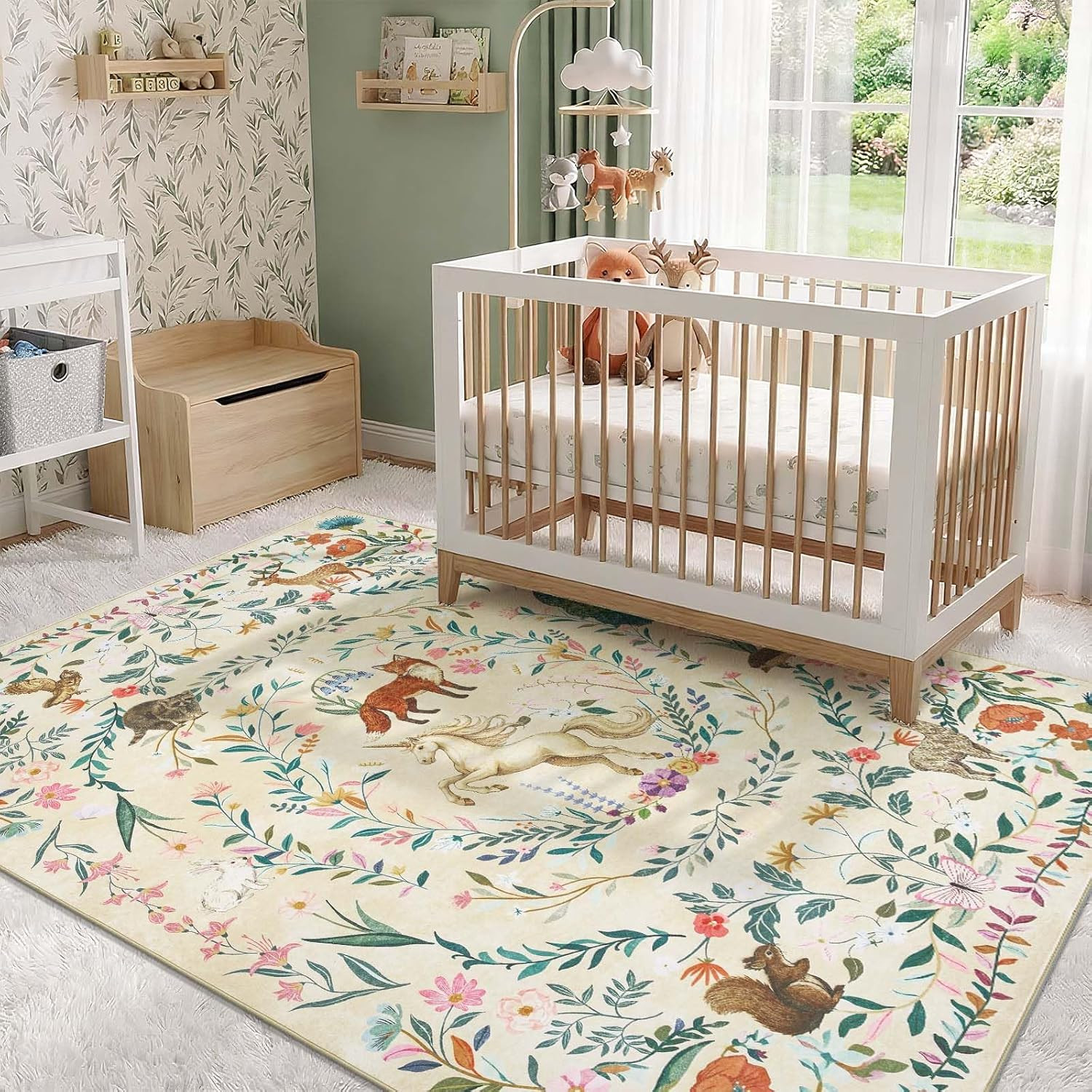 Moonrise Area Rug 6X9 Kids Room Rug Washable Unicorn Rug Soft Non-Slip Low Pile