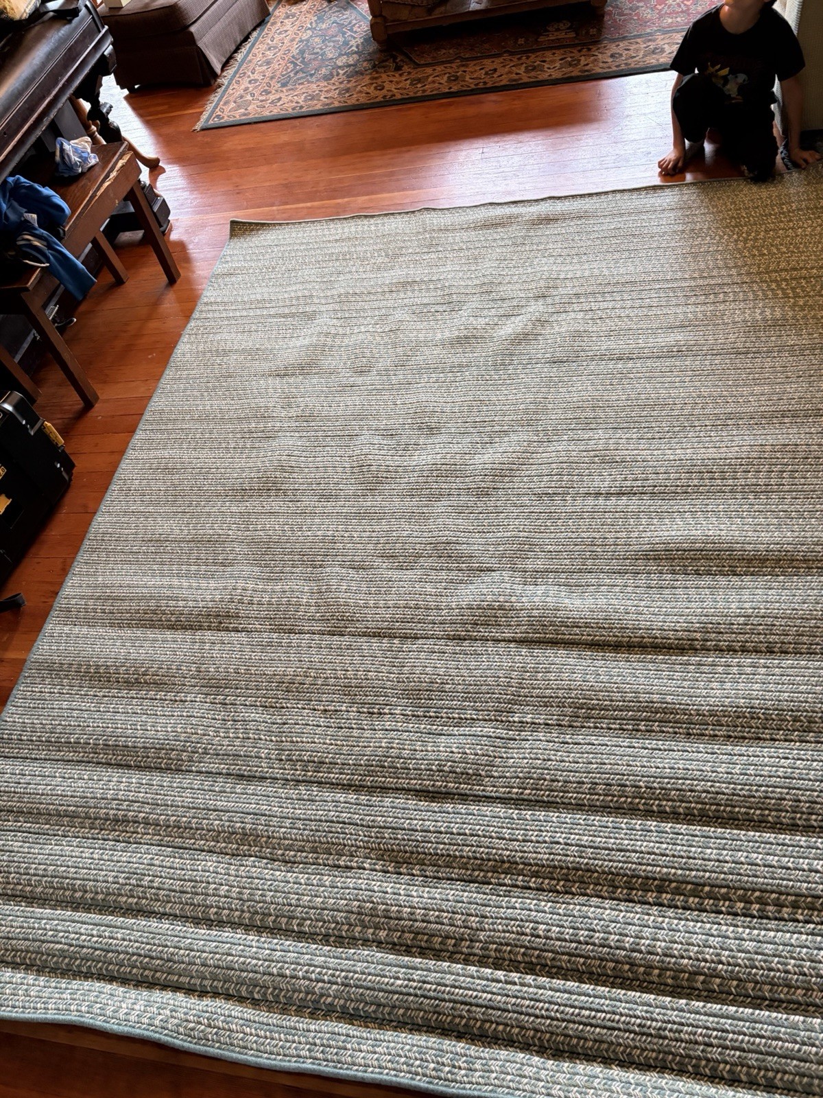 Colonial Mills Hayley Tweed Green Wool Polypropylene 7×9 Braided Area Rug