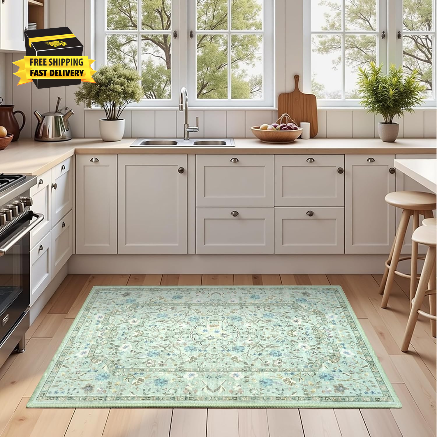 2X3 Area Rug for Bedroom, Small Rugs for Entryway, Kitchen, Bathroom, Non-Slip W