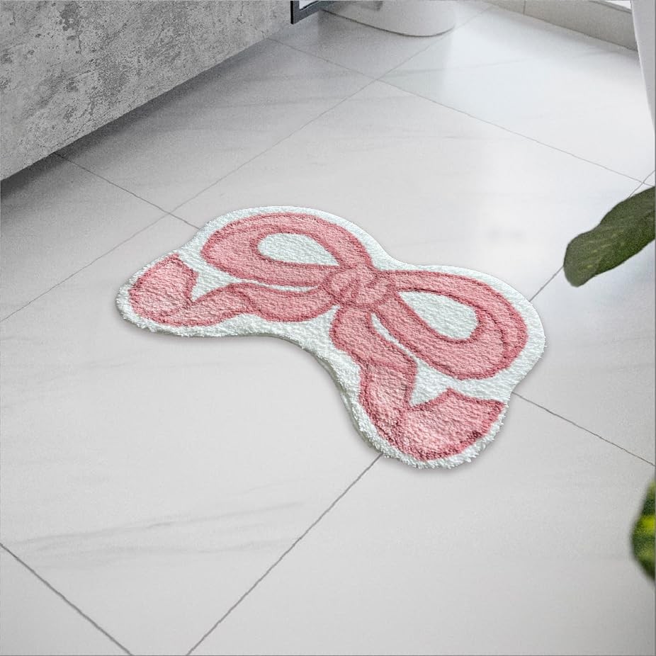 Bow Rug – Bow Shaped Bathroom mat – Handmade & Premium- 30in (75cm) – Pink ba…