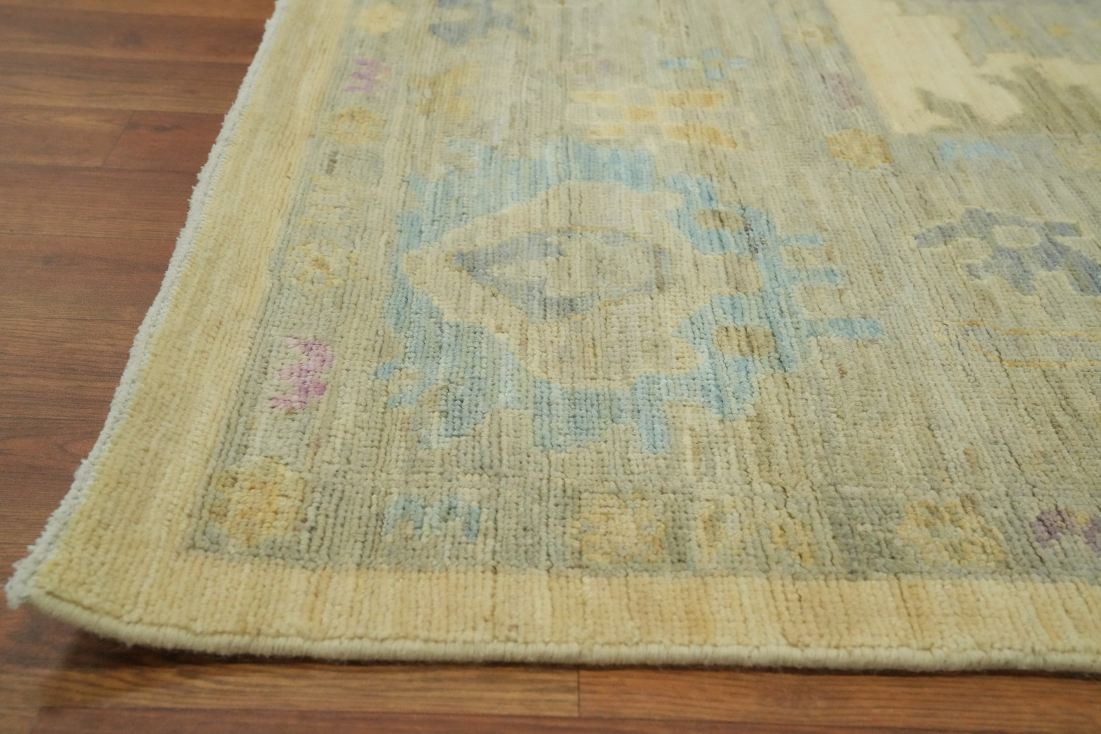 Handmade Yellow / Beige Oushak Turkish Area Rug 9×11 Ft Vegetable Dye Wool Rug