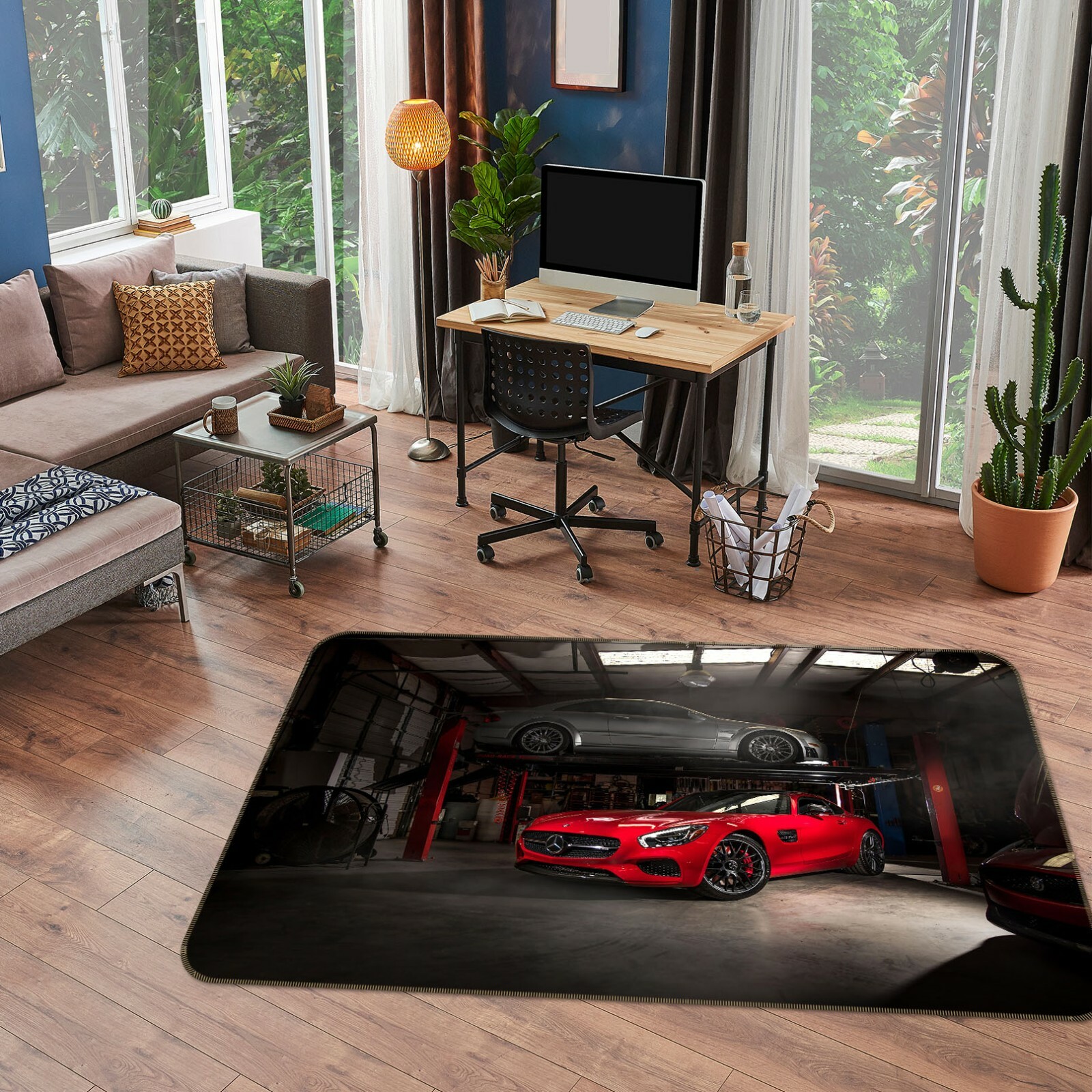 3D Red Car Parking Lot A340 Transport Game Non Slip Rug Mat Photo Carpet Zoe