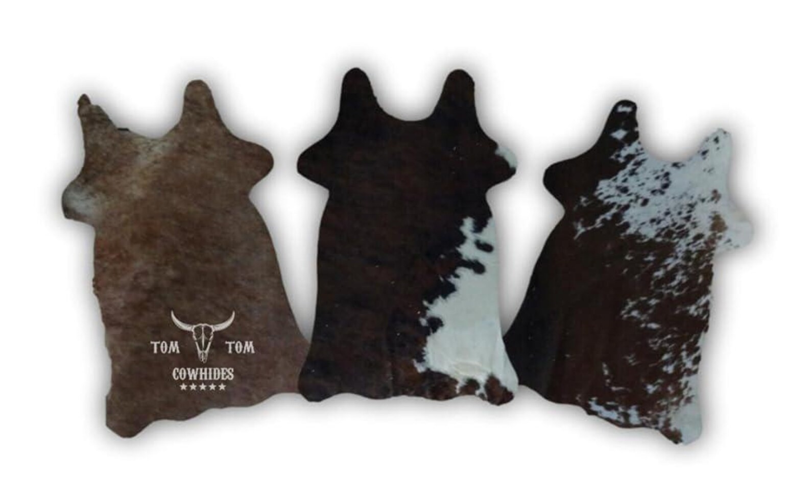 Calfskin Rugs Set of 3 Mini, Genuine Leather Accent Decor