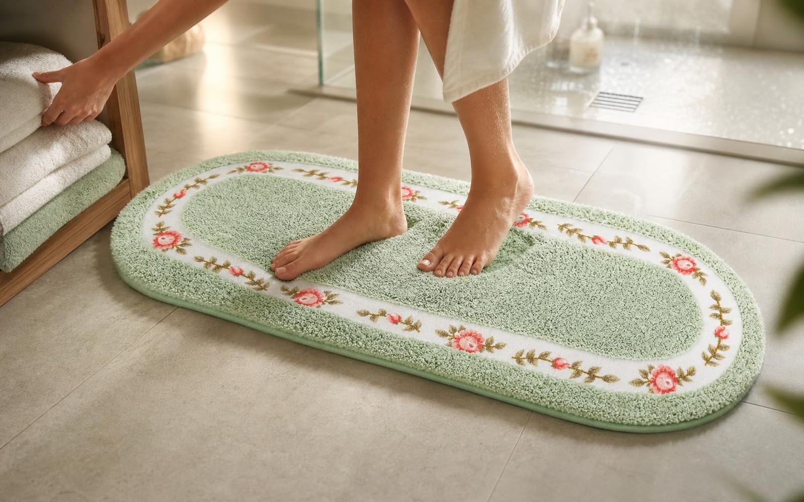 Decorative Rose Flower Area Rug,Floral Bedroom Living Room Bathroom Kitchen R…