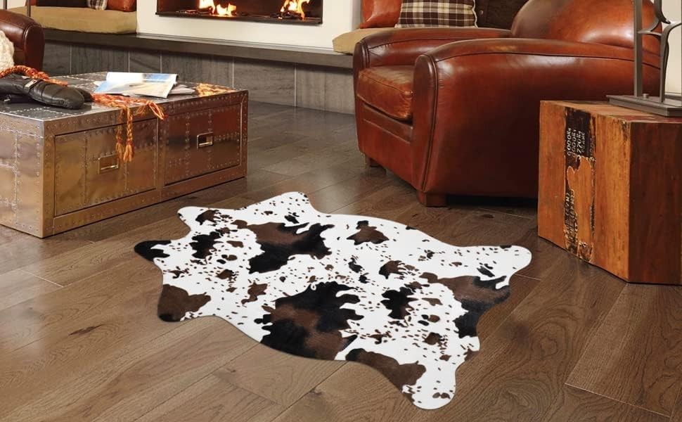 Stylish Faux Cowhide Area Rug – Water-Resistant 43×30 Inches for Modern Decor