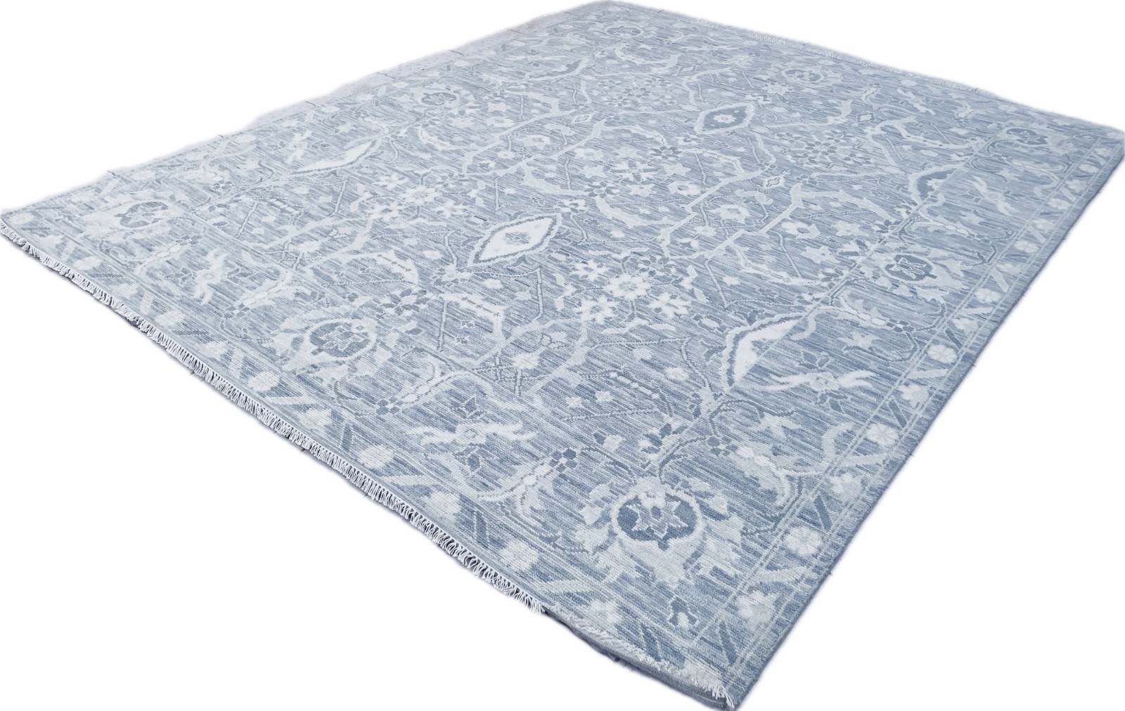 Hand-Knotted Oushak Area Rug 12×15 Ft Transitional Vegetable Dye Carpet
