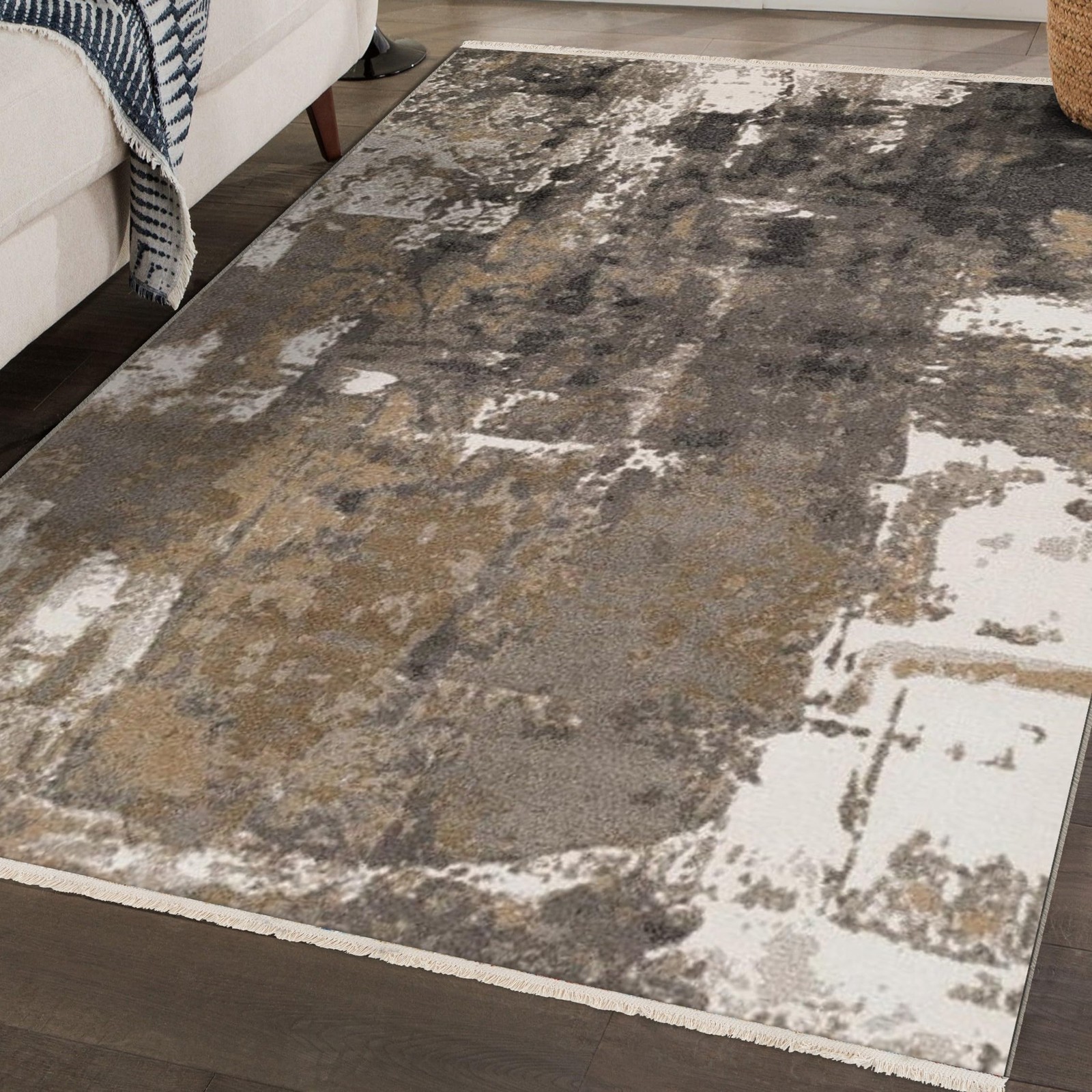 Luxe Weavers Arman Abstract Ivory 8X10 Area Rug 2166