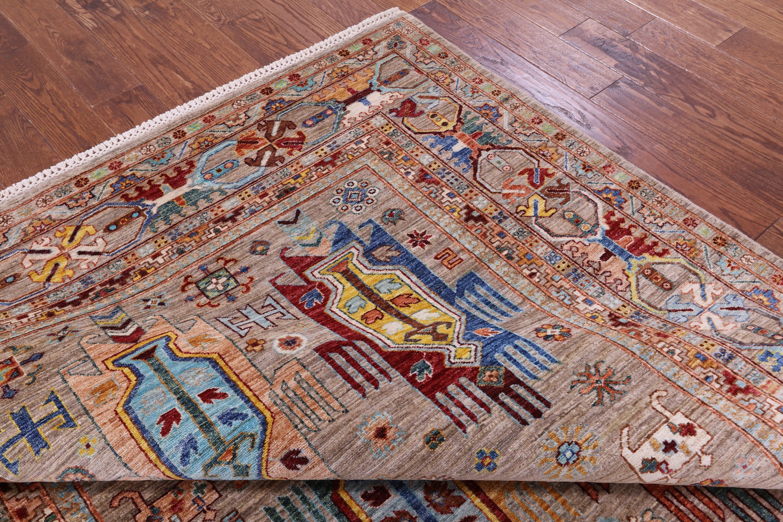 6′ 10″ X 9′ 8″ Handmade Tribal Fine Serapi Rug – Q14206