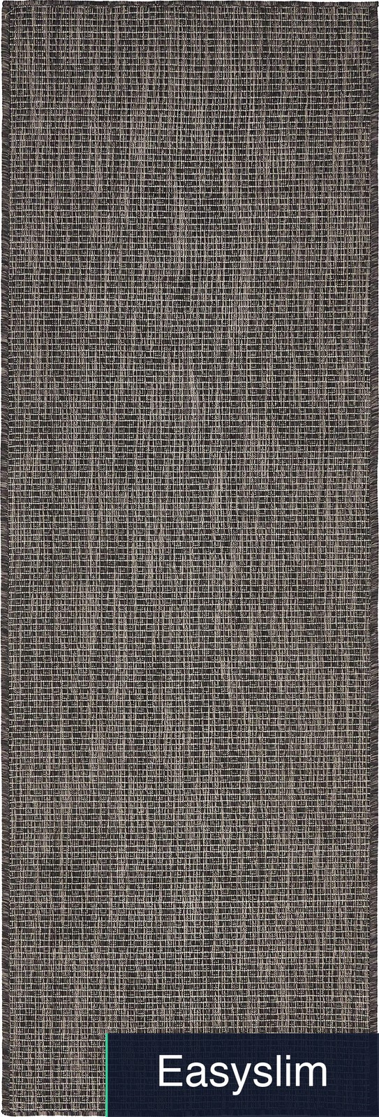 Area Rug Runner 2′ x 6’1″ Black Ivory Flatweave Indoor Outdoor Transitional