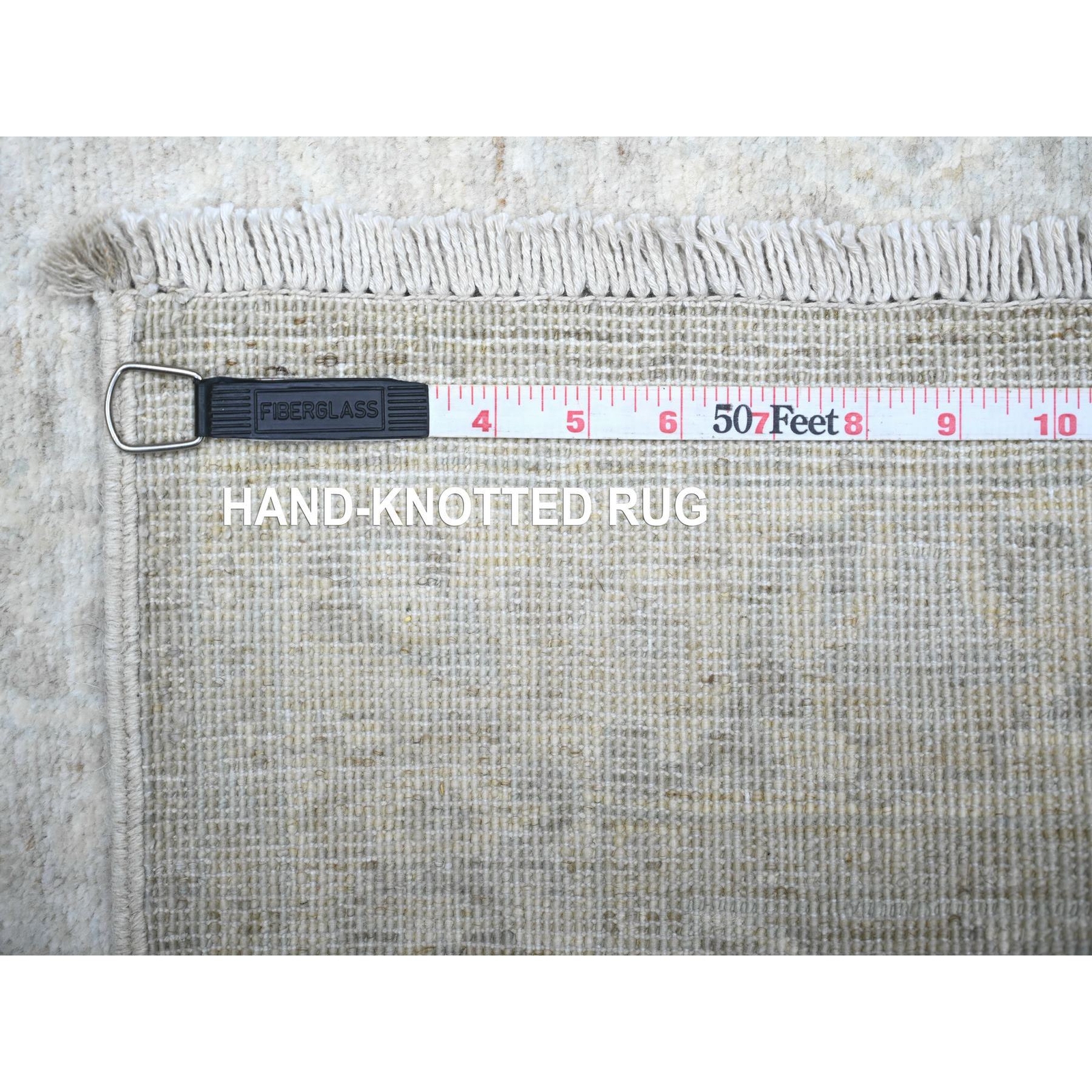 2’6″x10’3″ Gray Soft Wool White Wash Peshawar Hand Knotted Runner Rug R88361