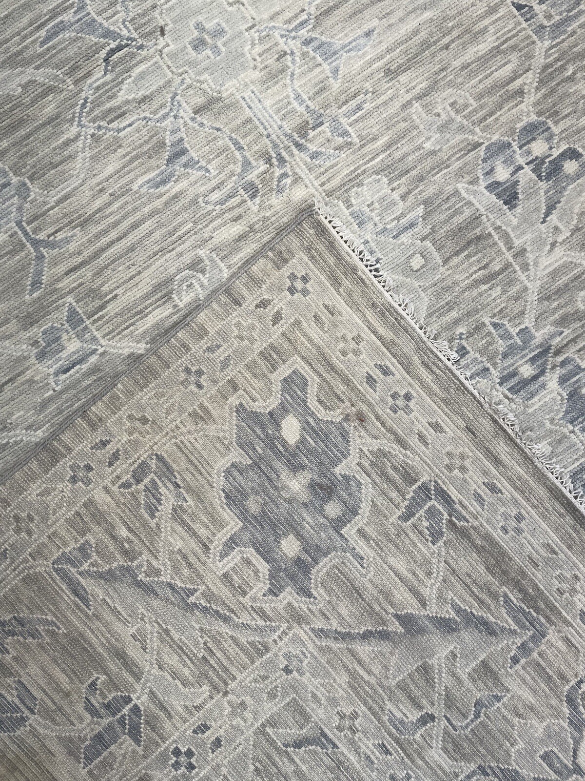 Outstanding Oushak – Transitional Neutral Rug – Floral Carpet – 11.6 x 14 ft.