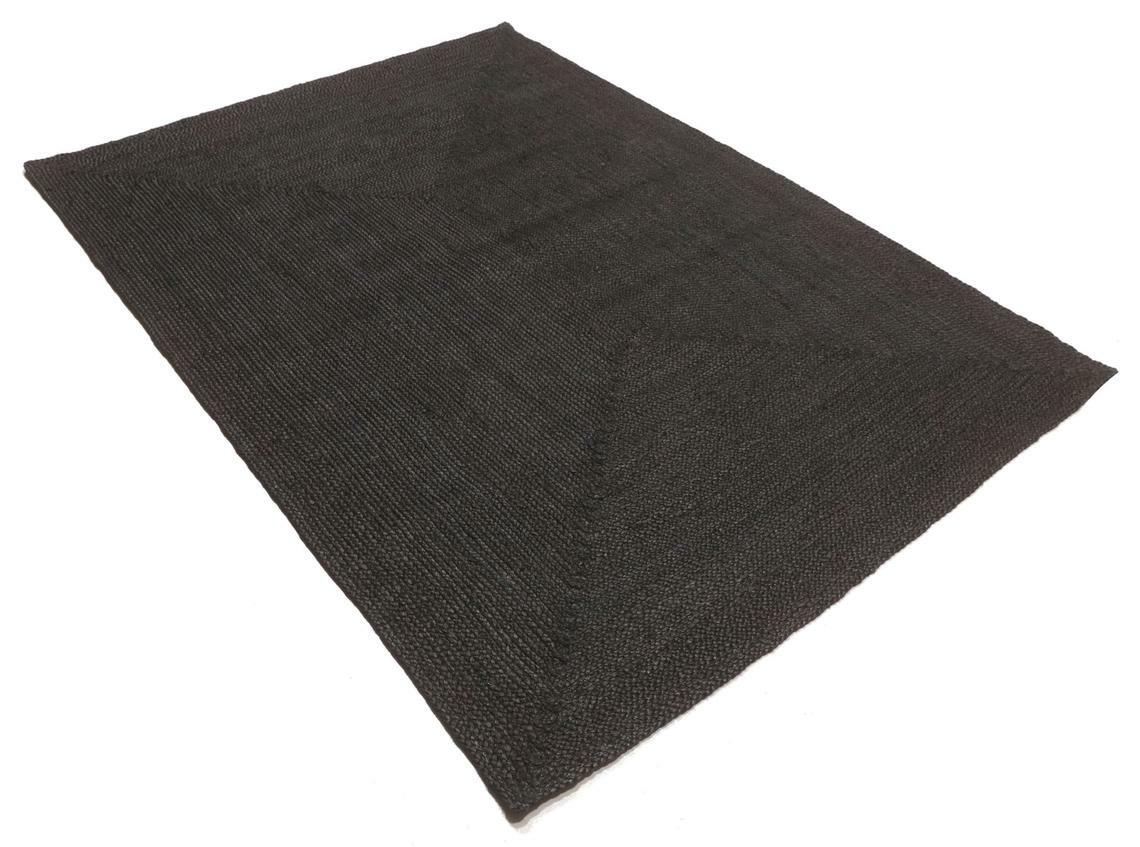 Rug 10% Natural Jute Braided Black Reversible Rug Modern Living Area Carpet Rug