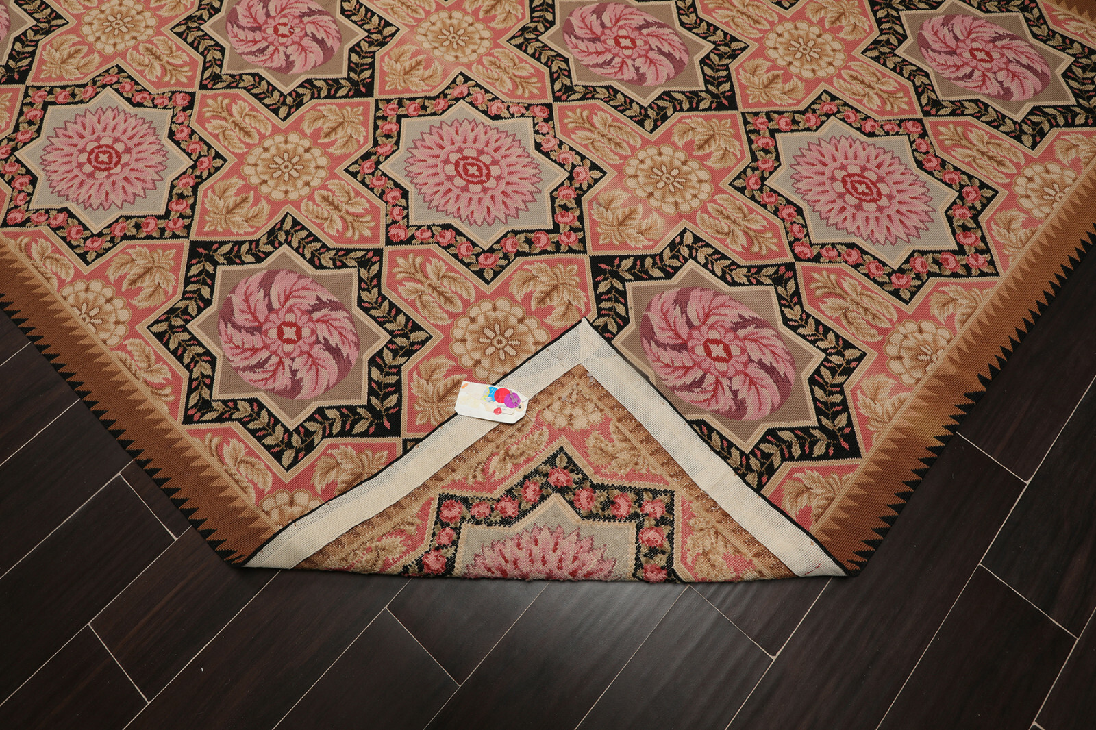 6’1″ x 9’3″ Hand Woven Wool Classic French Aubusson Needlepoint Area Rug Rose
