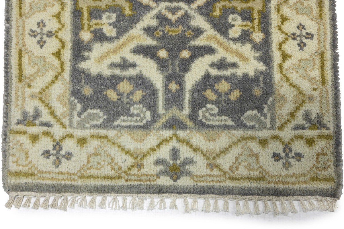 2X3 ft Handmade Floral Classic Oushak Rug Gray Oriental Bathroom Bedroom Carpet