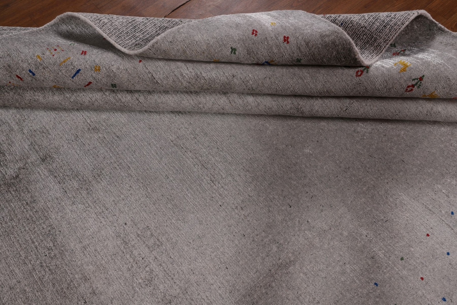 Soft and Plush Gray Silk Gabbeh Area Rug Hand-knotted 8×10 ft