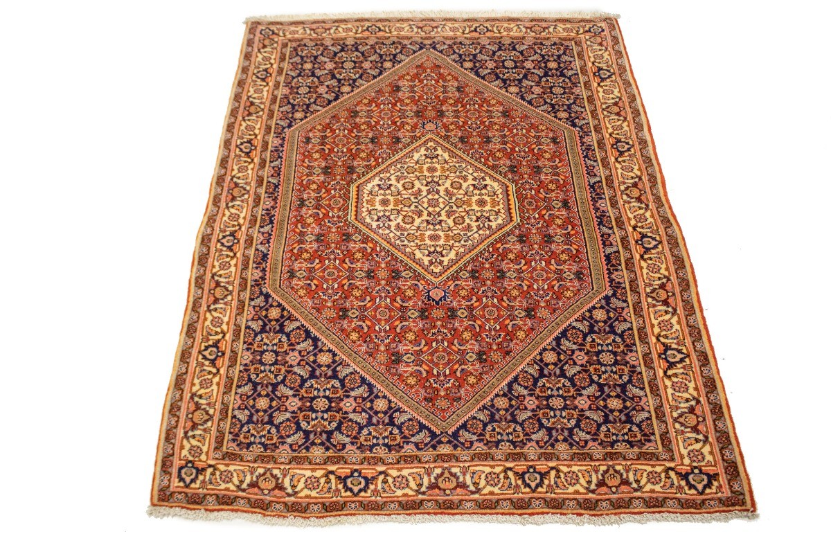 Handmade Vintage Oriental Rug 4X5 Rust Orange Floral Carpet Foyer & Kitchen