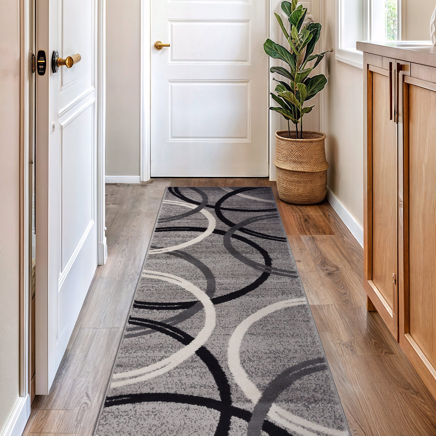 Rugshop Runner Rug Modern Abstract Circle Carpet Rug Runner Kitchen Rugs 2’7″x6′