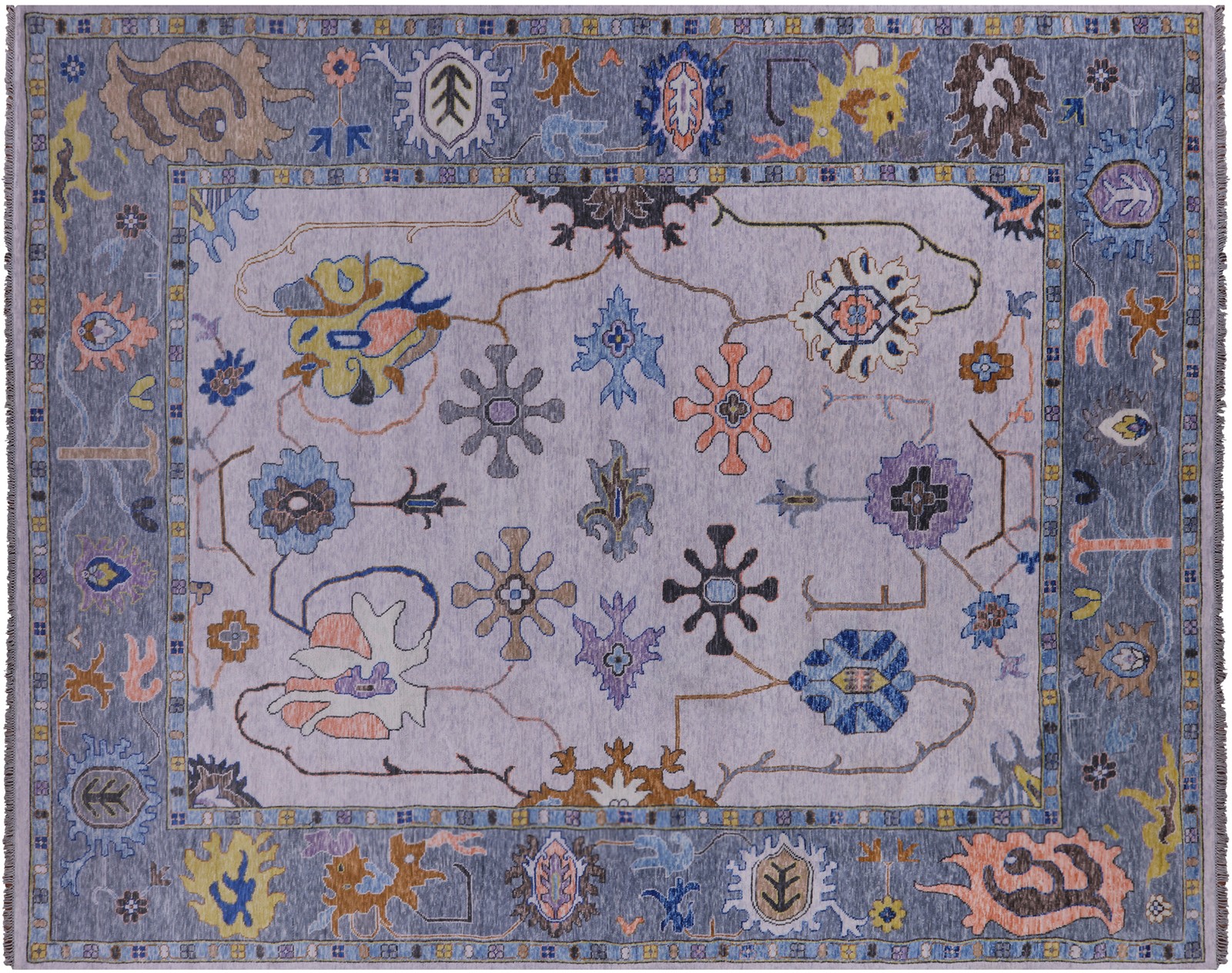 Hand-Knotted Turkish Oushak Rug 12′ 3″ X 14′ 10″ – Q19742
