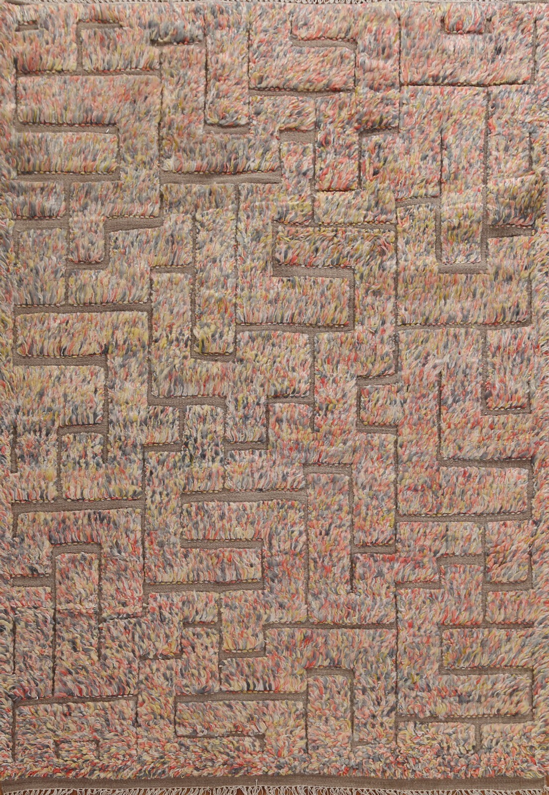 Thick Plush Geometric Moroccan Oriental 5×8 Area Rug Wool Handmade Modern Carpet