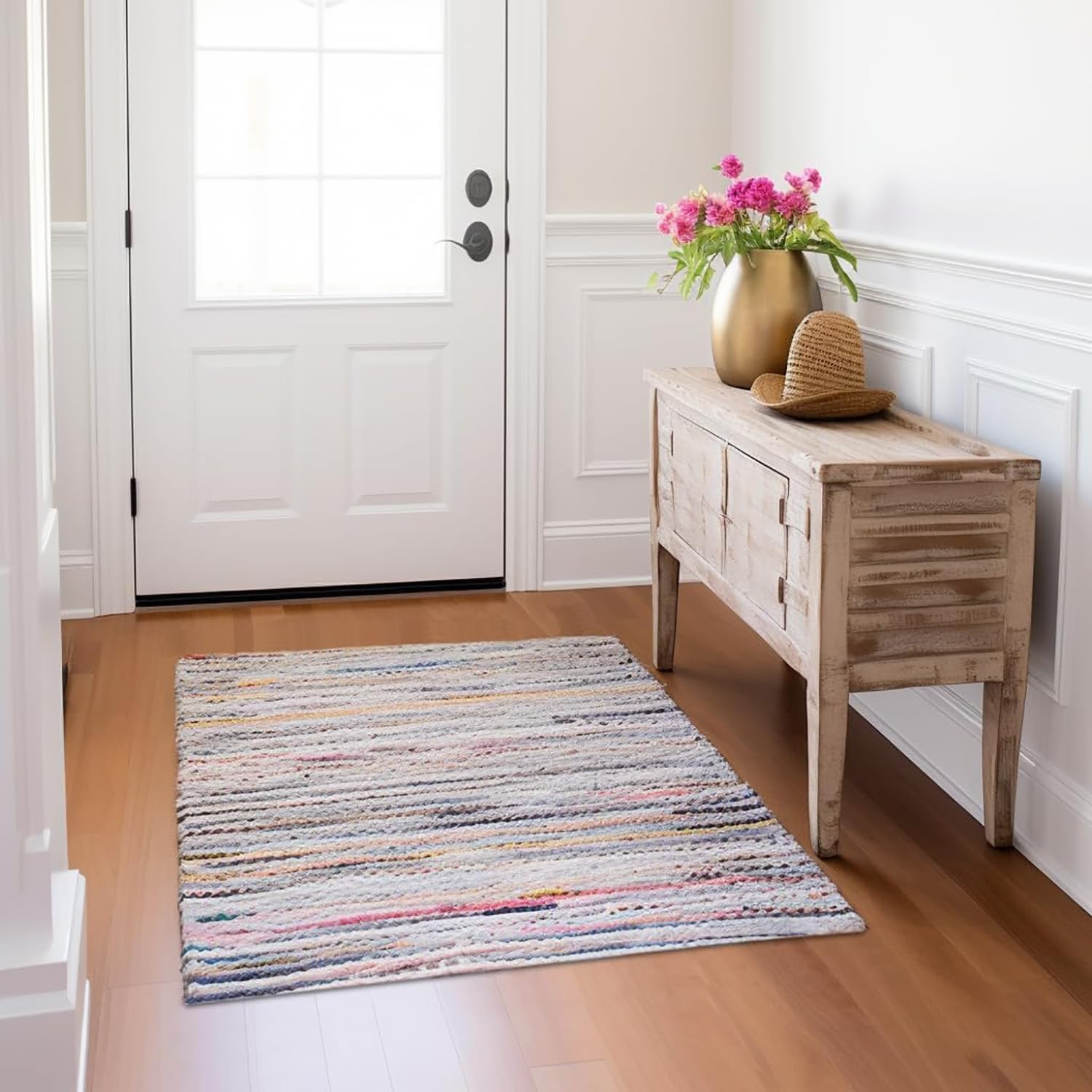 Cotton Chindi Rag Rug 2 Pack Handwoven Reversible Boho Farmhouse Accent 20×32